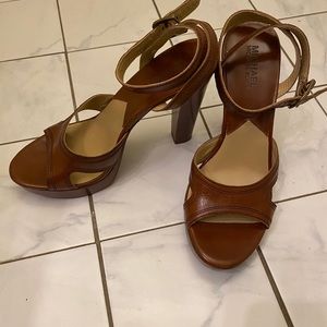 High heeled leather sandals